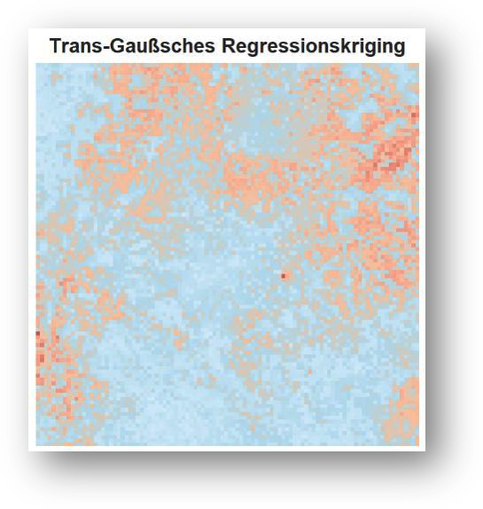 Geostatistical interpolation of exceedance probabilities for a nitrate threshold of 50 mg/l in an undisclosed pilot area.